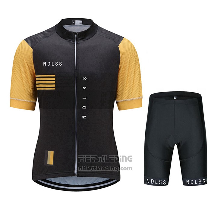 2021 Fietskleding Le Col Bruin Geel Korte Mouwen en Koersbroek